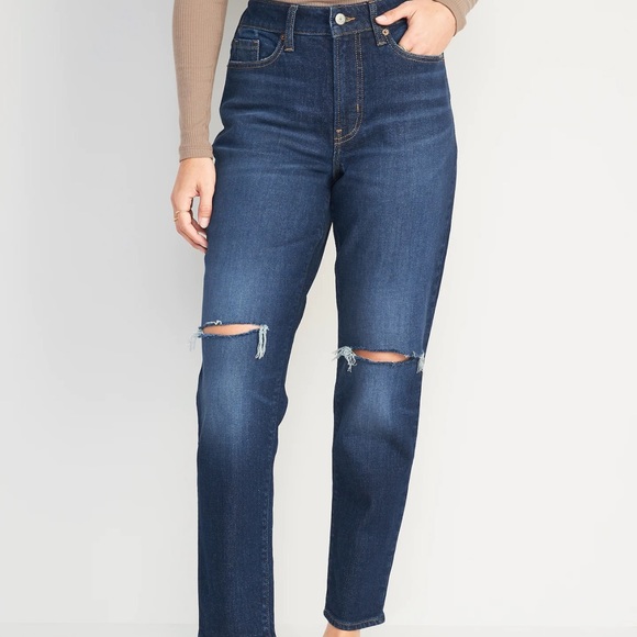 NWT OLD NAVY High-Waisted OG Straight Ripped Ankle Jeans Color: Adley 6 - Picture 1 of 4